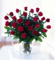 Twenty four gorgeous Long Stem Roses in a clear vase